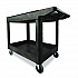 Heavy-Duty Utility Cart with Lipped Shelves, Plastic, 2 Shelves, 500 lb Capacity, 25.78