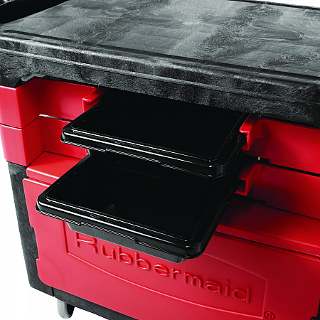 Trades Cart with Locking Storage Area, Plastic, 2 Shelves, 2 Drawers, 330 lb Capacity, 19.25