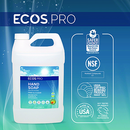 Liquid Hand Soap, Free and Clear, 1 gal, 4/Carton (PL966304CT)