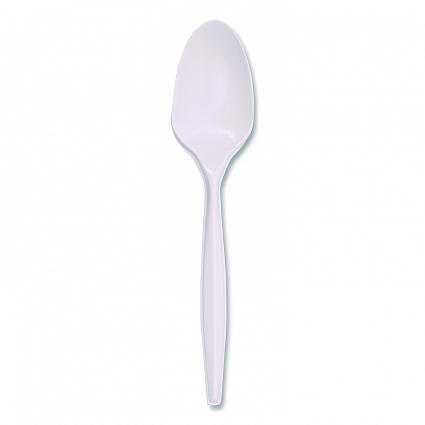 Mediumweight Polypropylene Cutlery, Spoon, 5.31", Plastic, White, 1,000/Carton (SPOONPPMW)