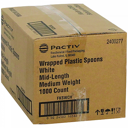 Fieldware Cutlery, Individually Wrapped, Mediumweight Spoon, Plastic, White, 1,000/Carton (FKSWCH)
