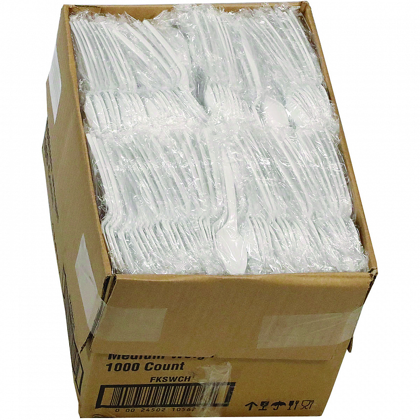Fieldware Cutlery, Individually Wrapped, Mediumweight Spoon, Plastic, White, 1,000/Carton (FKSWCH)