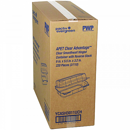 Hoagie Hinged Lid Container, 9 x 5.5 x 3.2, Clear, Plastic, 220/Carton (YCASH3011UCH)