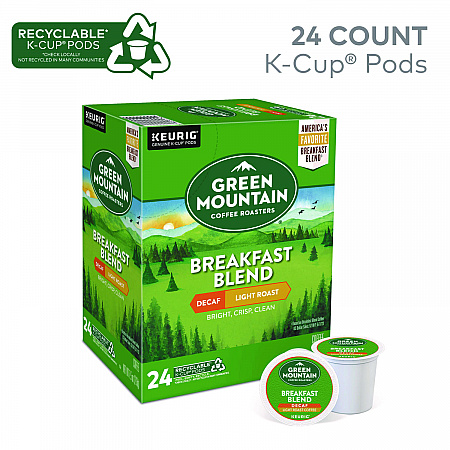Breakfast Blend Decaf Coffee K-Cups, 24/Box (7522)