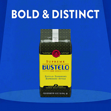 Cafe Bustelo Whole Bean Coffee, Espresso, 32 oz Bag, 4/Carton (21892)