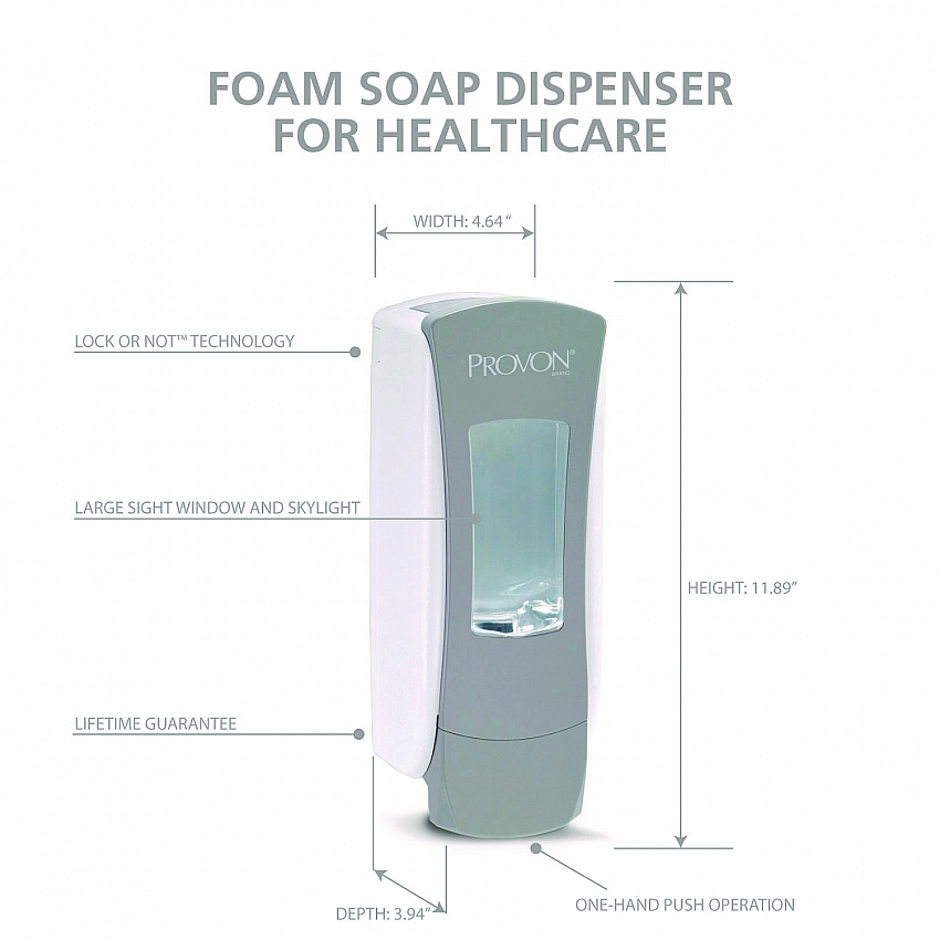 ADX-12 Dispenser, 1,250 mL, 4.64 x 3.94 x 11.89, Gray/White, 6/Carton (887106CT)