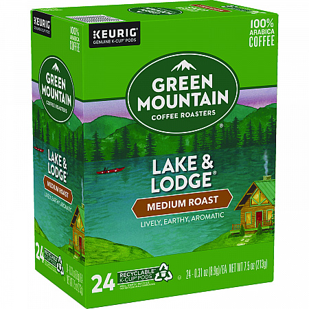 Lake and Lodge Coffee K-Cups, Medium Roast, 24/Box (6523)