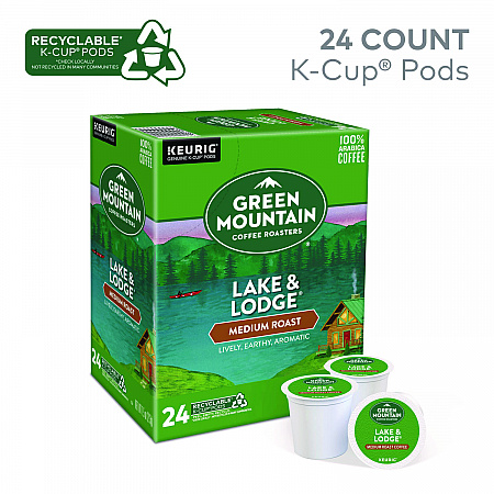 Lake and Lodge Coffee K-Cups, Medium Roast, 96/Carton (6523CT)