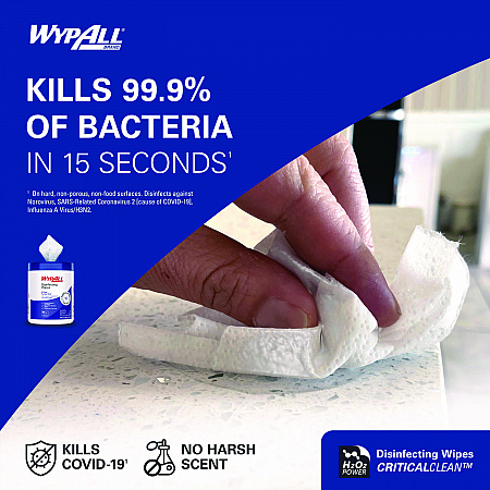 Hydrogen Peroxide Disinfecting Wipes, 1-Ply, 7 x 5.75, Fresh Scent, White, 185 Wipes/Canister (54481EA)