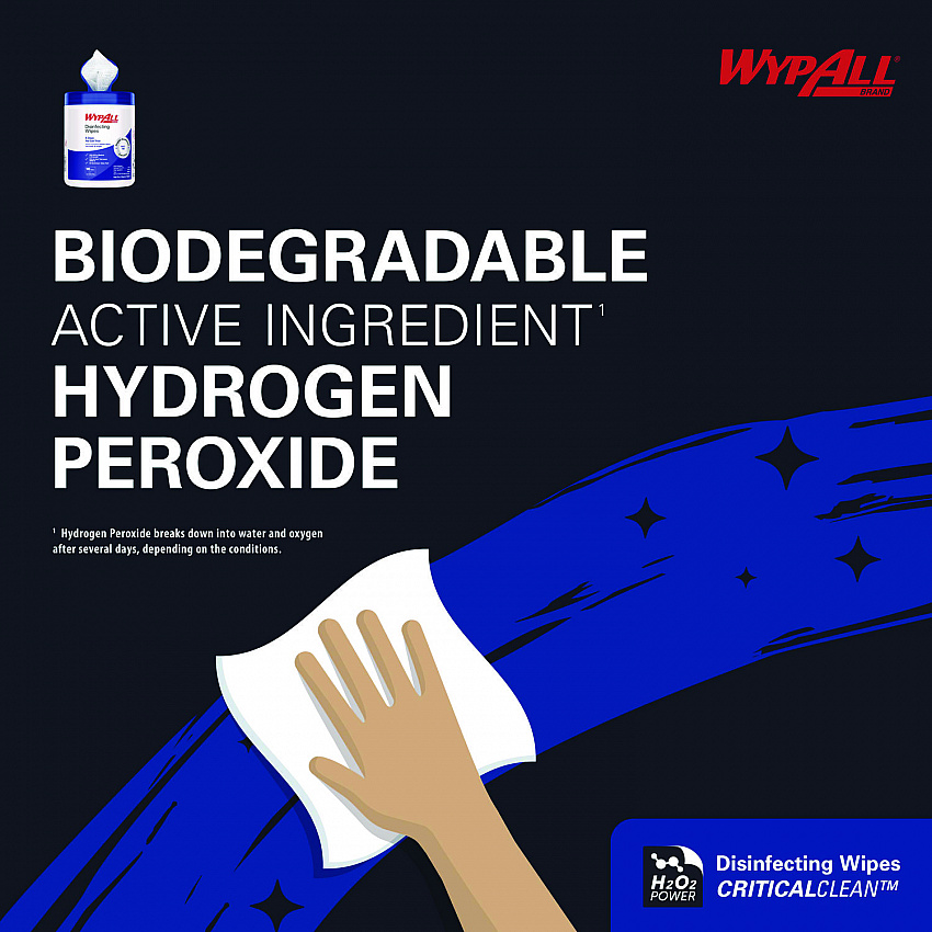 Hydrogen Peroxide Disinfecting Wipes, 1-Ply, 7 x 5.75, Fresh Scent, White, 185 Wipes/Canister (54481EA)