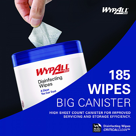 Hydrogen Peroxide Disinfecting Wipes, 1-Ply, 7 x 5.75, Fresh Scent, White, 185 Wipes/Canister (54481EA)