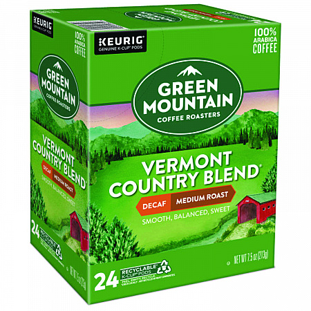 Vermont Country Blend Decaf Coffee K-Cups, 24/Box (7602)