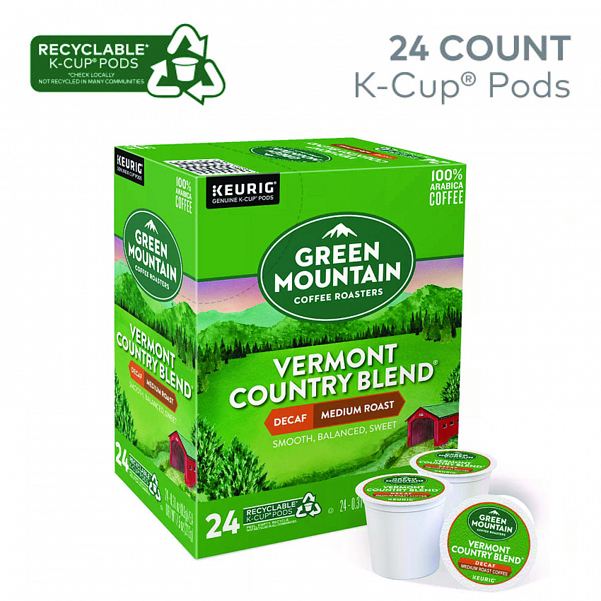 Vermont Country Blend Decaf Coffee K-Cups, 24/Box (7602)