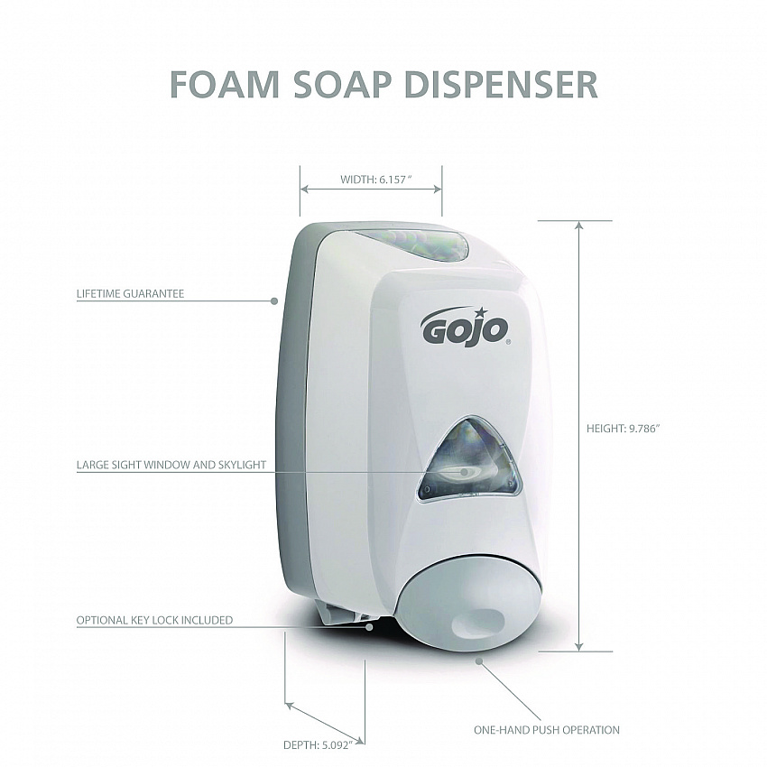 FMX-12 Soap Dispenser, 1,250 mL, 6.12 x 5.13 x 10.5, Gray/White (515006)