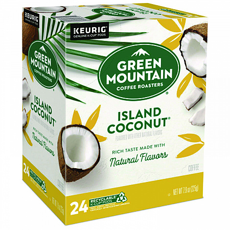 Island Coconut Coffee K-Cup Pods, 24/Box (6720)