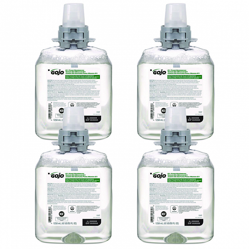 E1 Foam Handwash Refill, Fragrance-Free, 1,250 mL, 4/Carton (516704CT)
