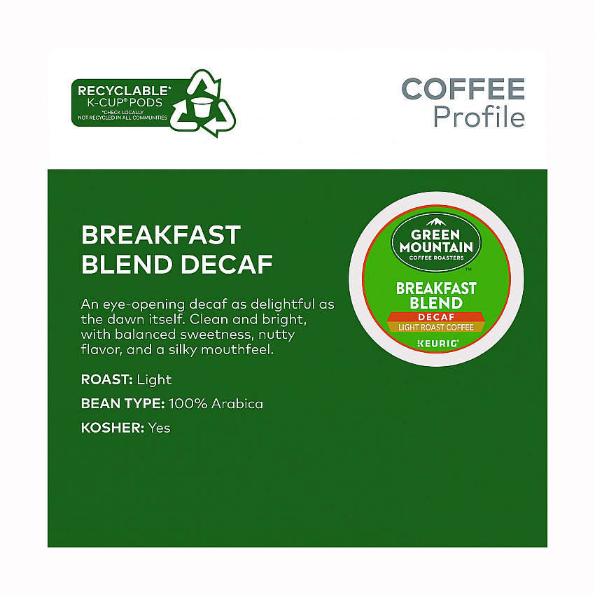Breakfast Blend Decaf Coffee K-Cups, 48/Box (5000378815)