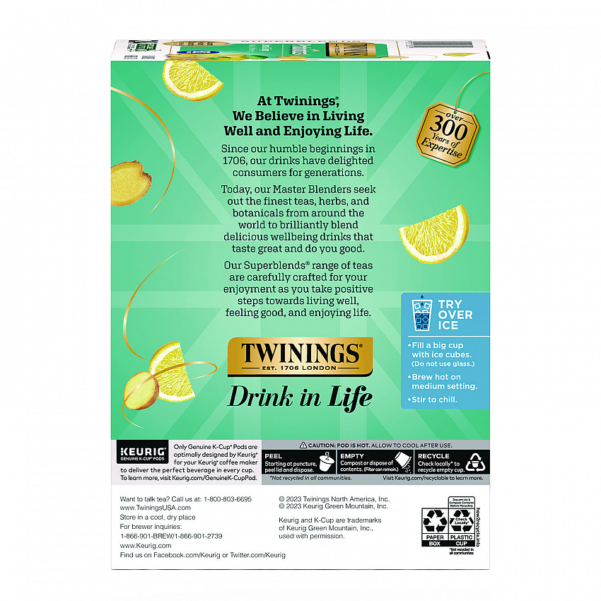 Probiotics+ Herbal Lemon and Ginger Tea, 24/Box (TNA23050)
