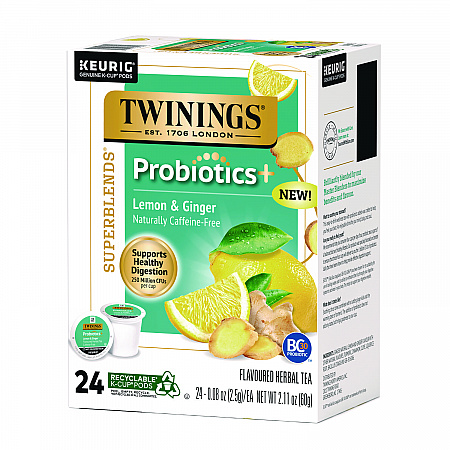 Probiotics+ Herbal Lemon and Ginger Tea, 24/Box (TNA23050)