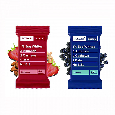 Minis Protein Bars Variety Pack, Blueberry/Strawberry, 0.9 oz Bar, 8/Box (KEE00737)