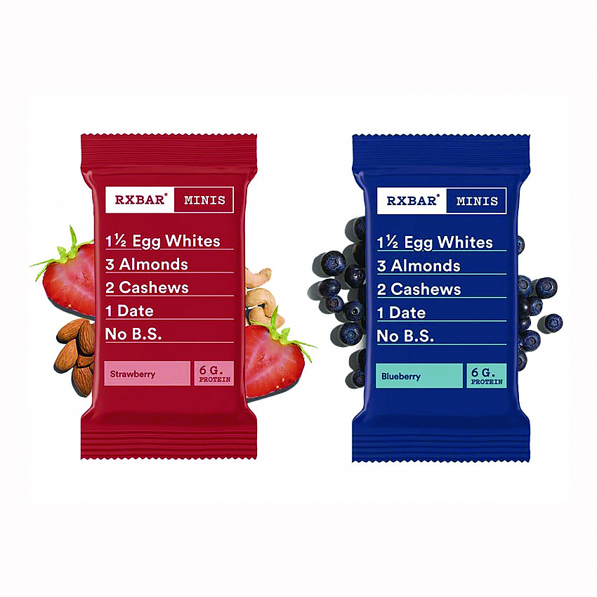 Minis Protein Bars Variety Pack, Blueberry/Strawberry, 0.9 oz Bar, 8/Box (KEE00737)