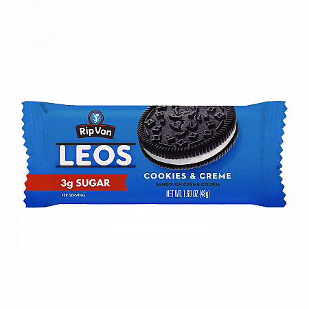 Leos Cookies and Cream Sandwich Cookies, 2 Cookies/Pack, 10 Packs/Box (RVW62000)