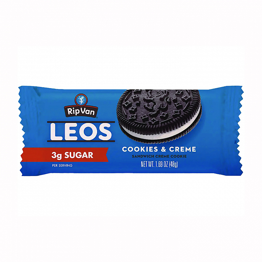 Leos Cookies and Cream Sandwich Cookies, 2 Cookies/Pack, 10 Packs/Box (RVW62000)