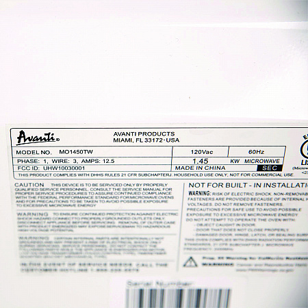 1.4 cu ft Electronic Microwave with Touch Pad, 1,000 W, White (MO1450TW)