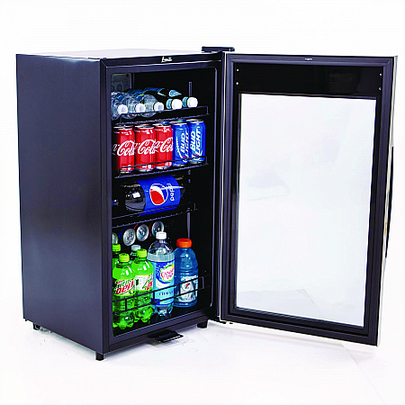 3 Cu. Ft. Refrigerator/Beverage Cooler, 18.75 x 19.5 x 33.75, Black/Stainless Steel Framed Glass Door (BCA306SSIS)