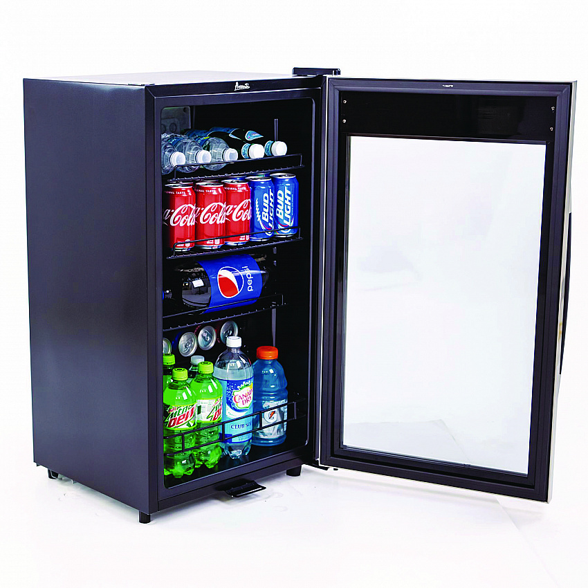 3 Cu. Ft. Refrigerator/Beverage Cooler, 18.75 x 19.5 x 33.75, Black/Stainless Steel Framed Glass Door (BCA306SSIS)