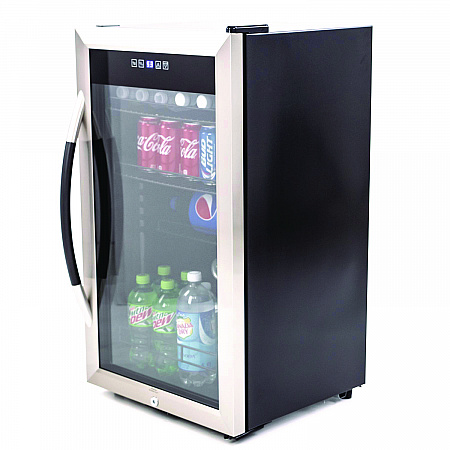 3 Cu. Ft. Refrigerator/Beverage Cooler, 18.75 x 19.5 x 33.75, Black/Stainless Steel Framed Glass Door (BCA306SSIS)
