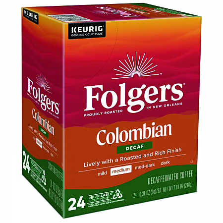 100% Colombian Decaf Coffee K-Cups, 24/Box (0570)