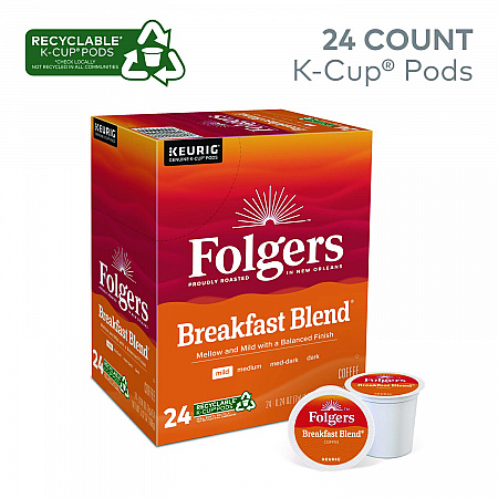 Breakfast Blend Coffee K-Cups, 24/Box (0448)
