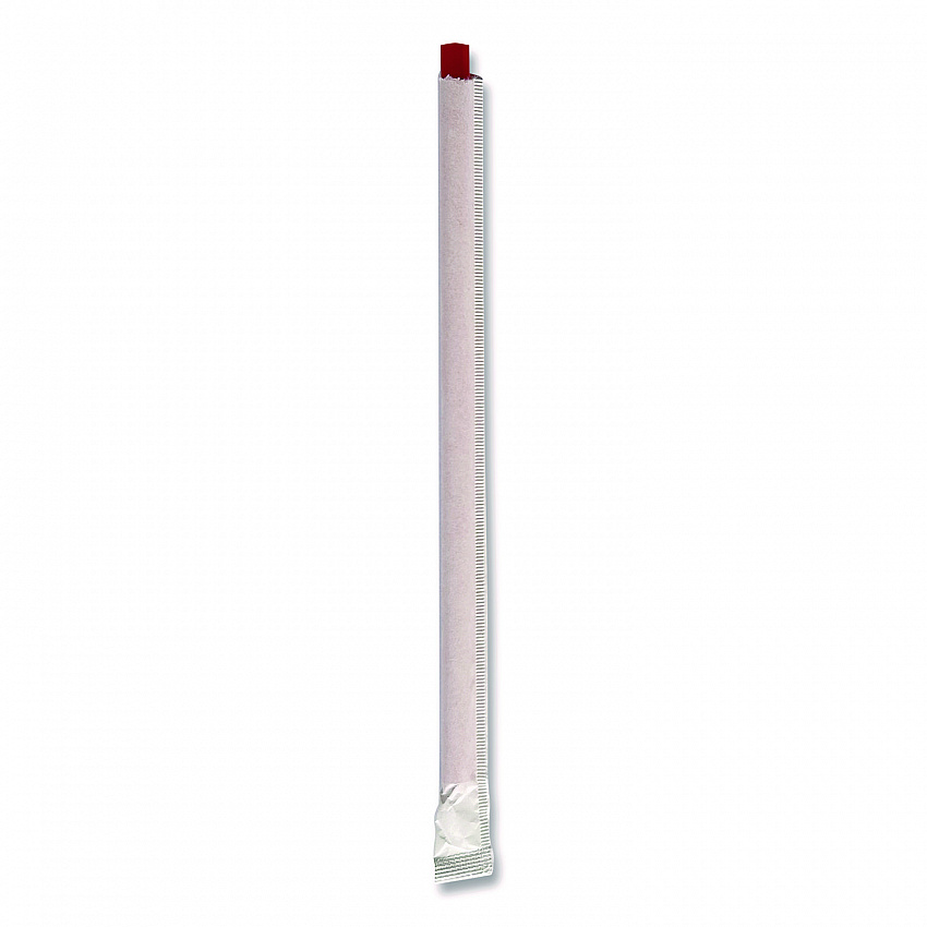Wrapped Giant Straws, 7.75", Polypropylene, Red, 300/Pack, 24 Packs/Carton (GSTW775RD)