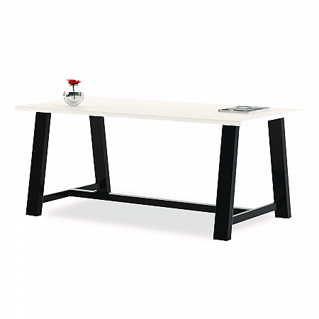 Midtown Dining Table with Four Sky Blue Kool Series Chairs, 36 x 72 x 30, Designer White (840031900333)