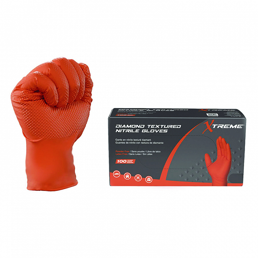 DT Nitrile Disposable Gloves, Powder-Free, Large, 6 mil Thick, 9.5" Long, Orange, 100/Box, 10 Boxes/Carton (XODN46100)
