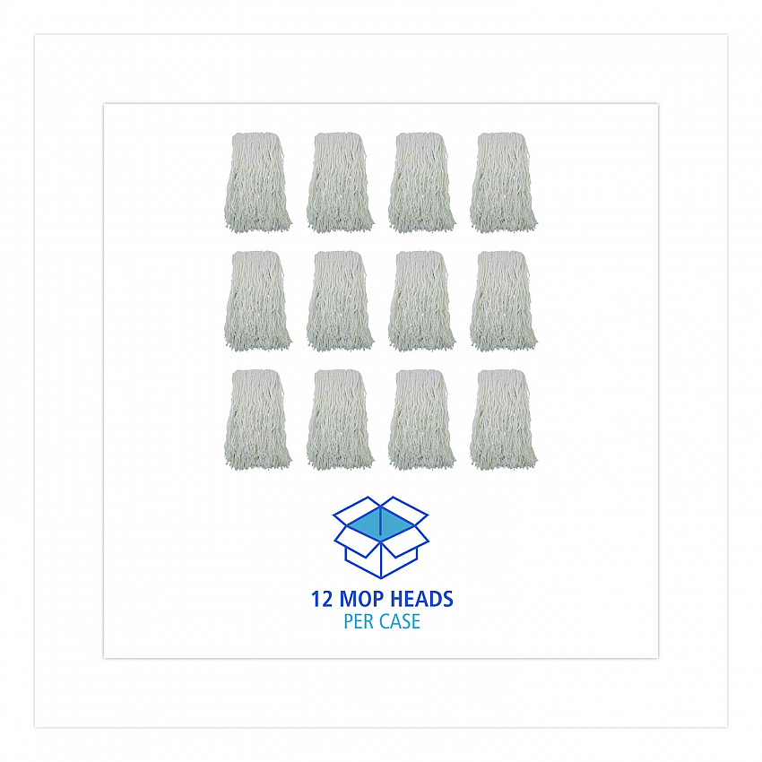 Cut-End Wet Mop Heads, Rayon, White, 12/Carton (RM03032S)