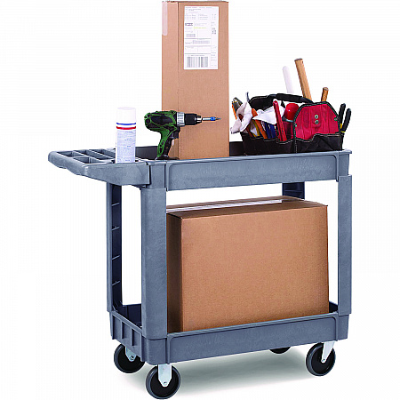 Two-Shelf Utility Cart, Plastic, 2 Shelves, 500 lb Capacity, 17.25