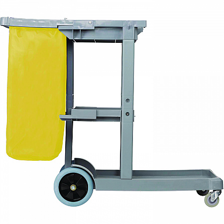 Janitor's Cart, Plastic, 4 Shelves, 1 Bin, 19