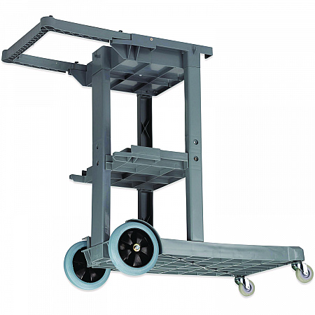 Janitor's Cart, Plastic, 4 Shelves, 1 Bin, 19
