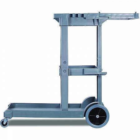 Janitor's Cart, Plastic, 4 Shelves, 1 Bin, 19