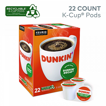 K-Cup Pods, Dunkin' Decaf, 22/Box (1269)
