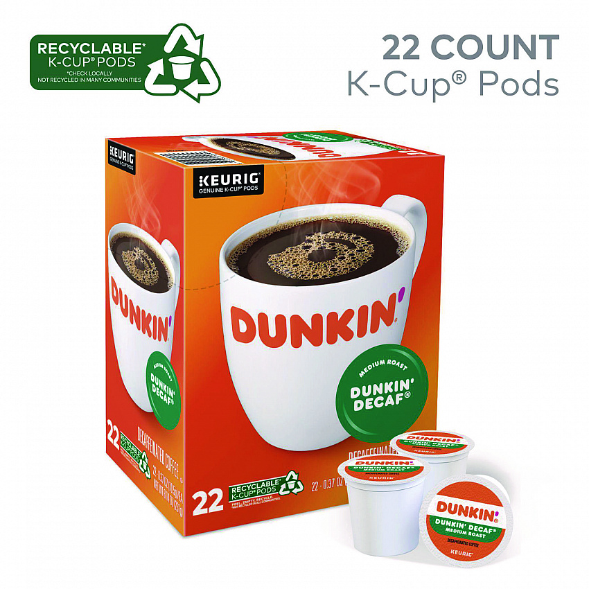 K-Cup Pods, Dunkin' Decaf, 22/Box (1269)