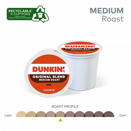 K-Cup Pods, Dunkin Regular, 88/Carton (1267CT)