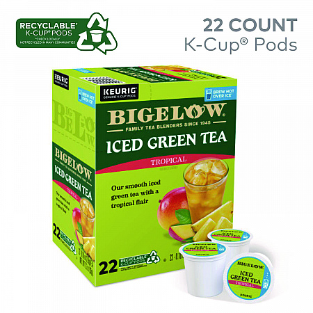 Tropical Iced Green Tea, K-Cup, 0.10 oz, 22/Box (2870)