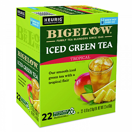 Tropical Iced Green Tea, K-Cup, 0.10 oz, 22/Box (2870)