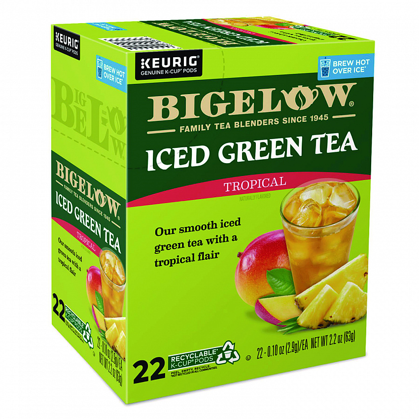 Tropical Iced Green Tea, K-Cup, 0.10 oz, 22/Box (2870)