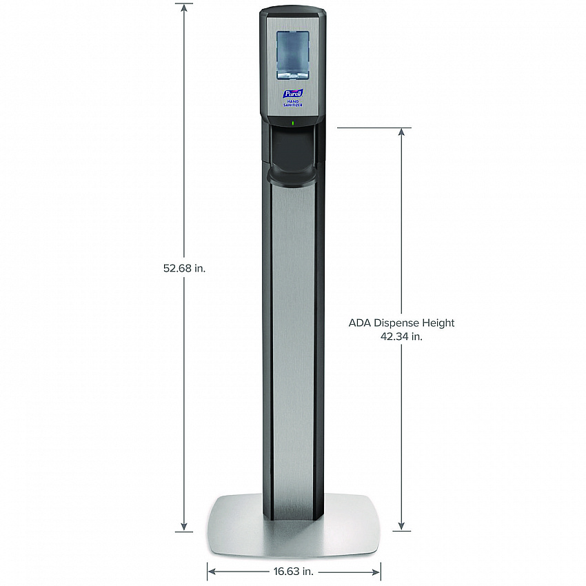 MESSENGER CS8 Silver Panel Floor Stand with Dispenser, 1,200 mL, 15.13 x 16.62 x 52.68, Graphite/Silver (7518DSSLV)