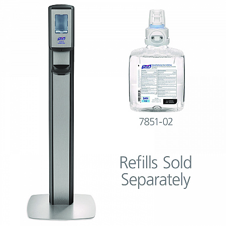 MESSENGER CS8 Silver Panel Floor Stand with Dispenser, 1,200 mL, 15.13 x 16.62 x 52.68, Graphite/Silver (7518DSSLV)
