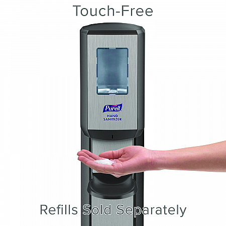MESSENGER CS8 Silver Panel Floor Stand with Dispenser, 1,200 mL, 15.13 x 16.62 x 52.68, Graphite/Silver (7518DSSLV)
